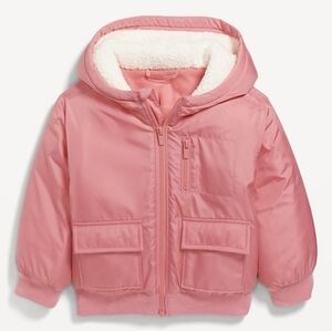 Old Navy Pink‎ Bomber Jacket Coat 3T Toddler Girl NWT 3 Pocket Style